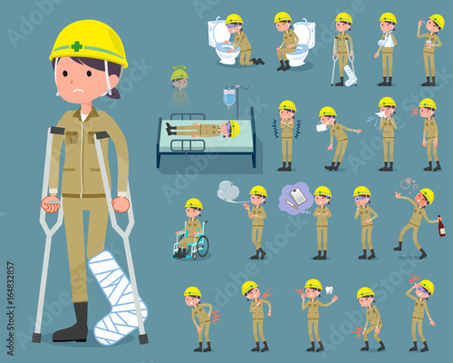 flat type helmet construction worker woman_sickness