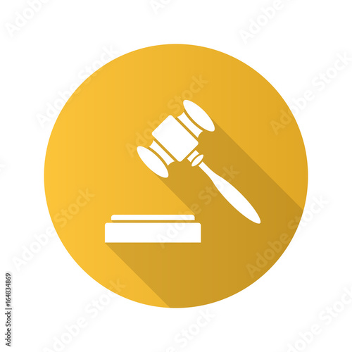 Gavel flat design long shadow glyph icon