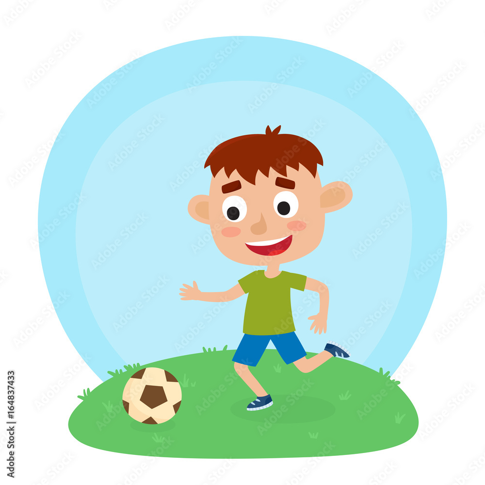 Vector illustration of little boy in shirt and short playing foo Vector illustration of little boy in shirt and short playing foo