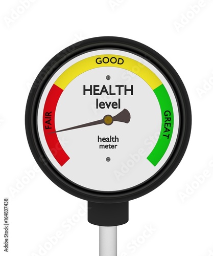 Health meter abstract 3d illustration showing fair status