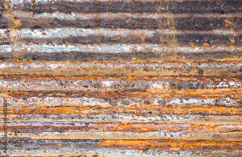 rusty on metal corrugated sheet