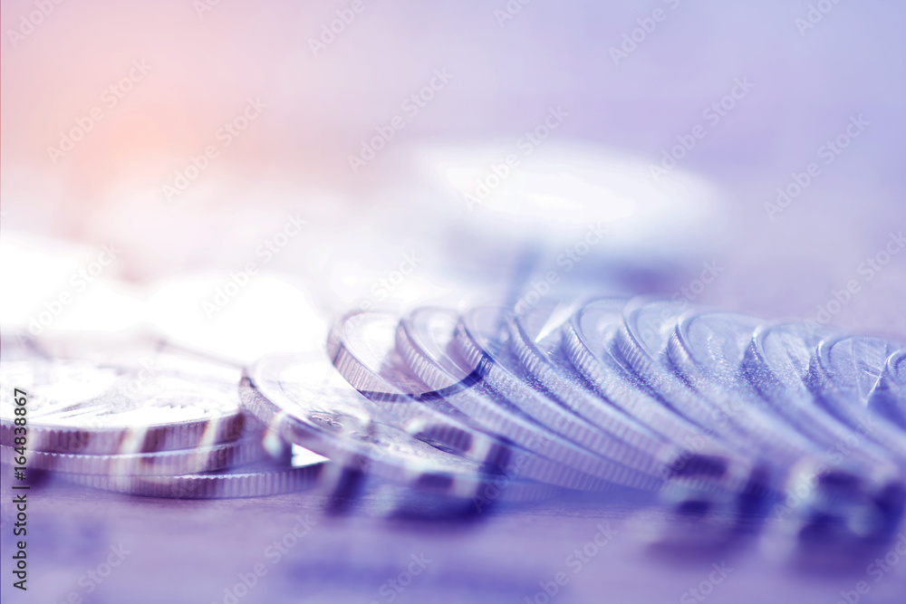 Double exposure Rows of coins of Credit cards on the table,finance and business concept,Money,soft focus and blurred style,dark tone. Double exposure Rows of coins of Credit cards on the table,finance and business concept,Money,soft focus and blurred style,dark tone.