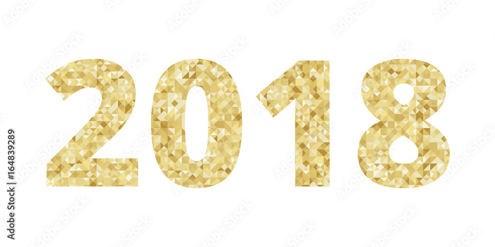 2018 Gold geometric vector phrase for Happy New greeting card, banner. 2018 Gold geometric vector phrase for Happy New greeting card, banner.