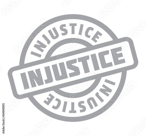 Injustice rubber stamp. Grunge design with dust scratches. Effects can be easily removed for a clean, crisp look. Color is easily changed.