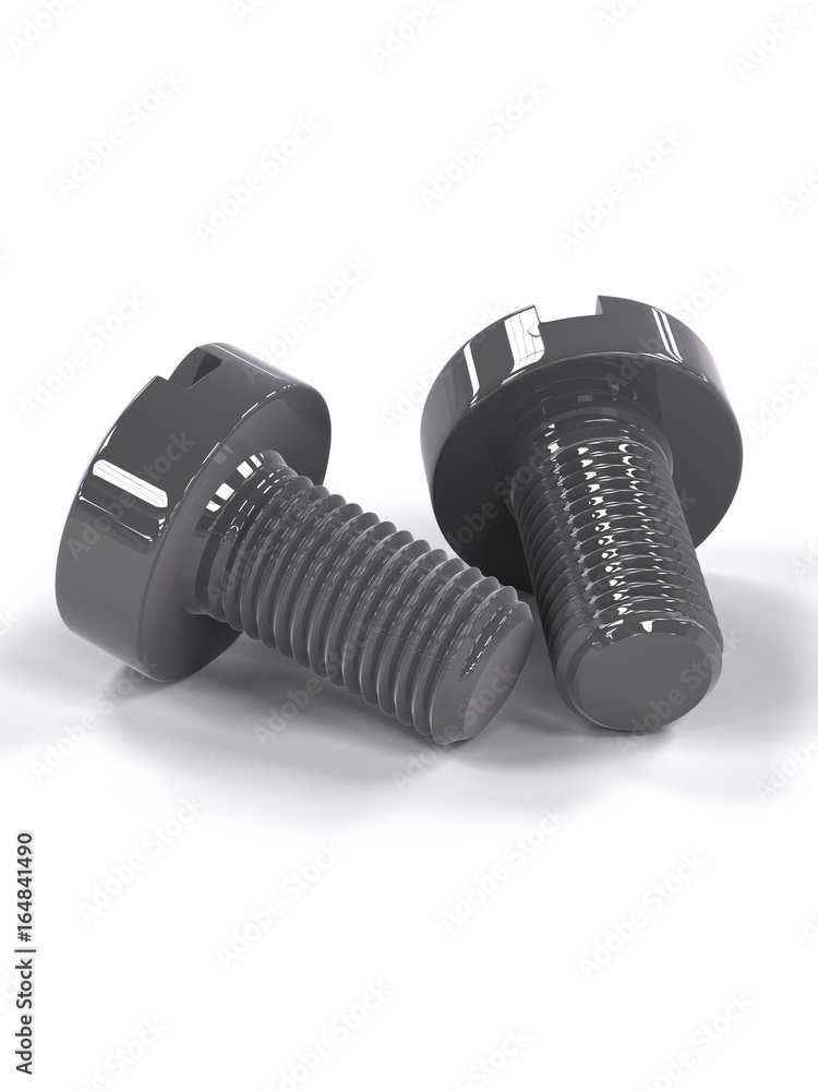 3D realistick render of glossy screw isolated on white background 3D realistick render of glossy screw isolated on white background