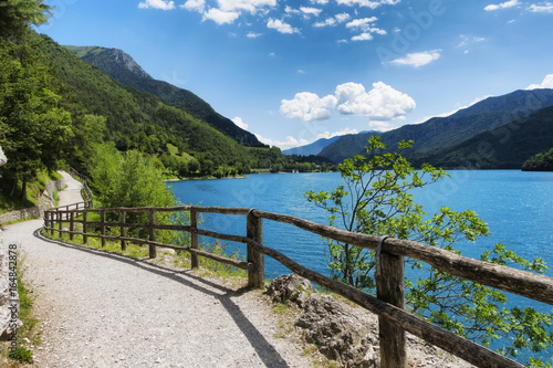 Mountain Ledro lake and his bike path in the Italian Dolomites © Federico Rostagno