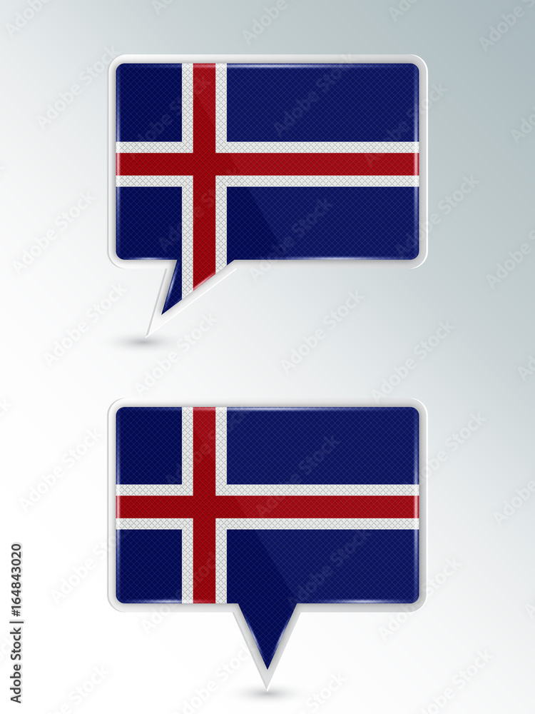 Fototapeta premium A set of pointers. The national flag of Iceland on the location indicator. Vector illustration.