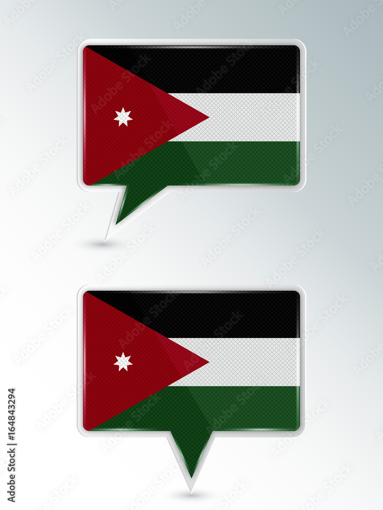 A set of pointers. The national flag of Jordan on the location indicator. Vector illustration. A set of pointers. The national flag of Jordan on the location indicator. Vector illustration.