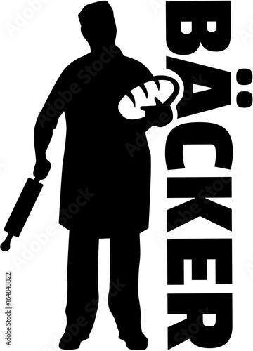 Baker silhouette with german job title