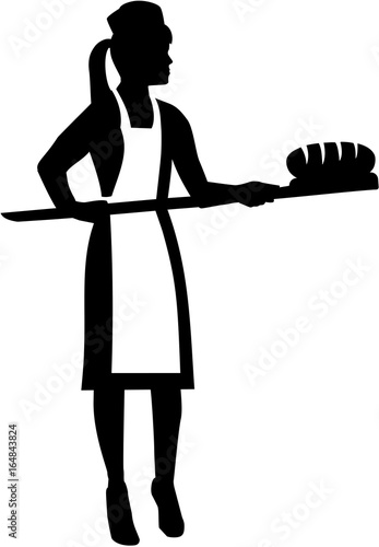 Female baker silhouette with bread