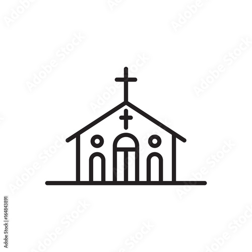 Vector church Icon outline isolated on white background.