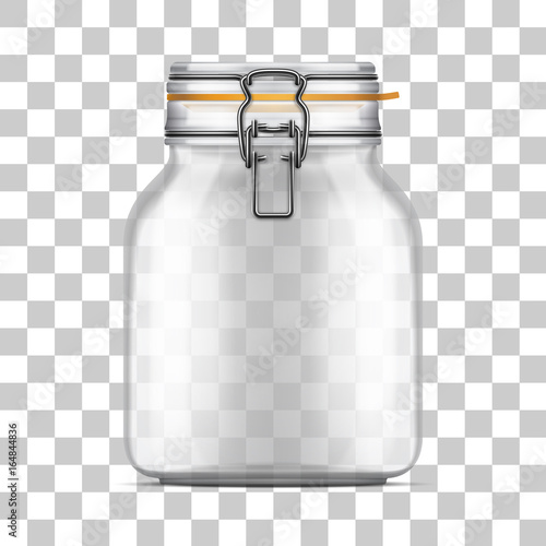 Vector empty Bale Glass Jar with Swing Top Lid isolated on transparent background
