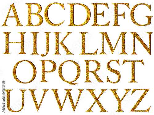 Vintage yellow mosaic font.