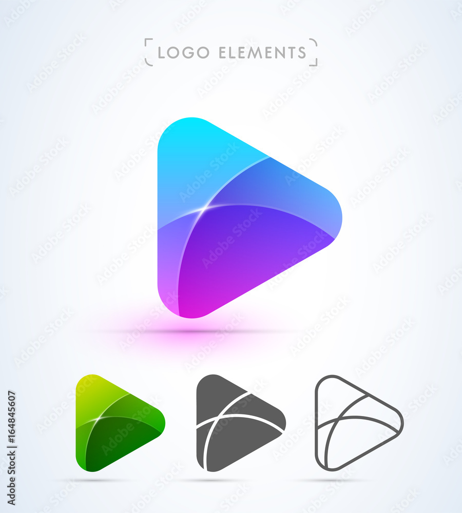 Abstract Play button logo in material design style. Application icon Abstract Play button logo in material design style. Application icon
