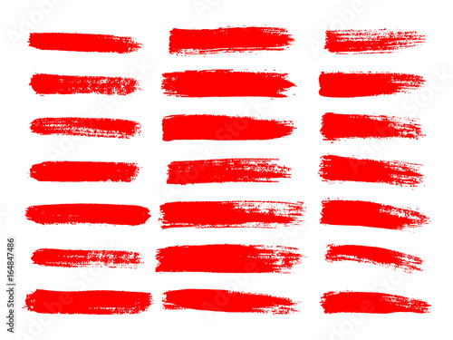 Painted grunge stripes set. Red  labels, background