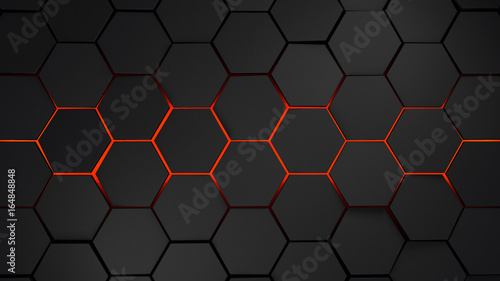 grey and orange hexagons modern background illustration