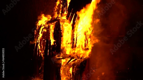 Saint Jean festival in french village. Flaming sculpture of horse. Alsace, France. photo