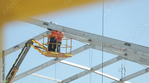 Lift platform in construction site