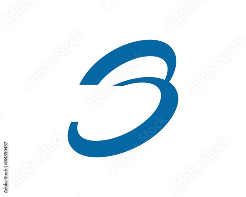 letter b logo number 3 icon template