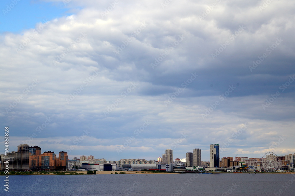 Panoramic view of the river and the city of Kazan, Republic of Tatarstan, Russia Panoramic view of the river and the city of Kazan, Republic of Tatarstan, Russia