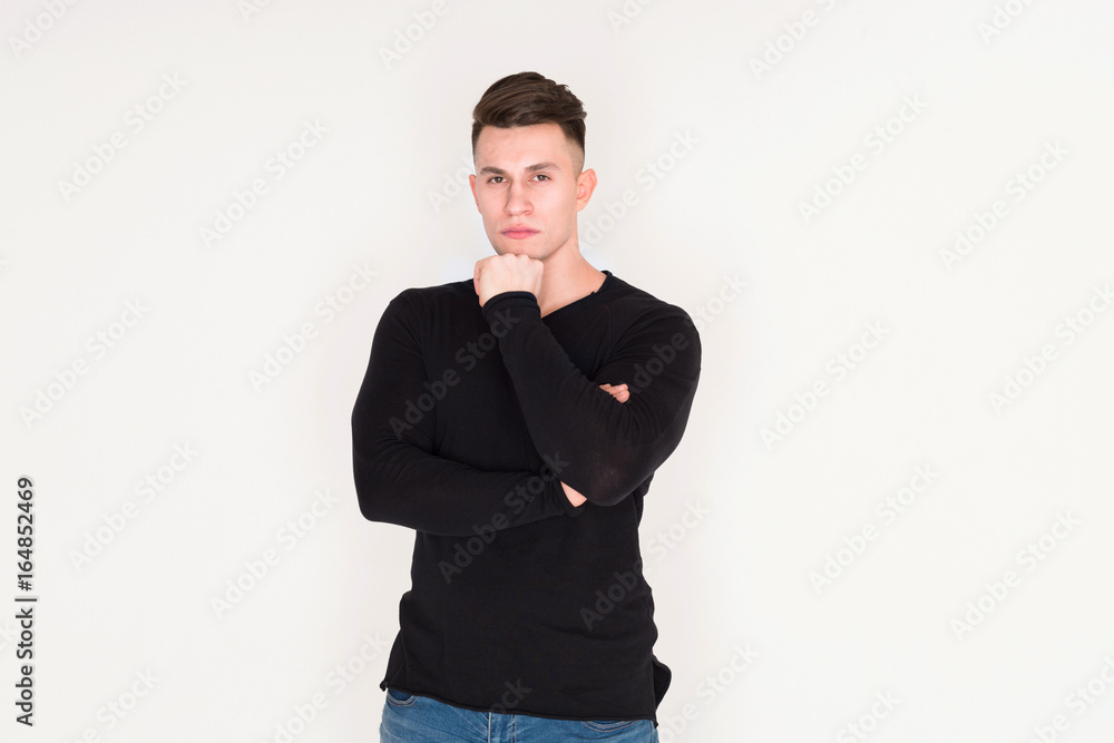 Confident young man studio portrait, boy style Confident young man studio portrait, boy style