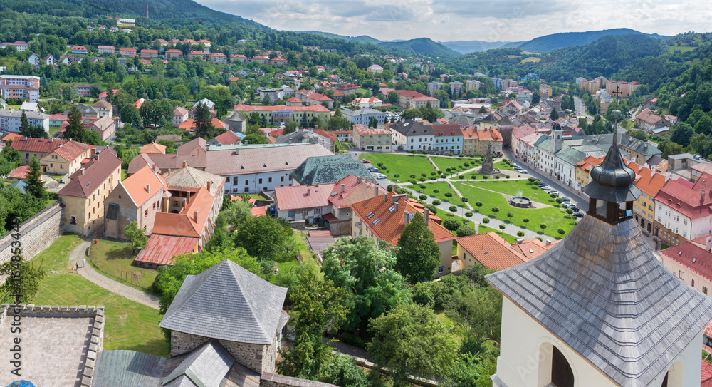 Kremnica  - The outlook from the tower of St. Catherine church to the town and Safarikovo square.