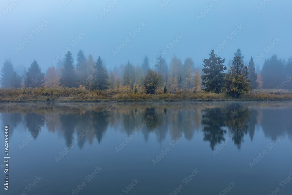 Foggy Fall Sunrise in the Tetons