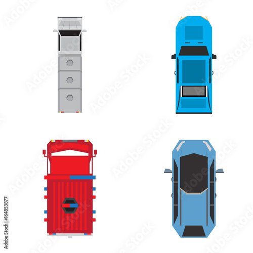 Set of top views of cars, Vector illustration