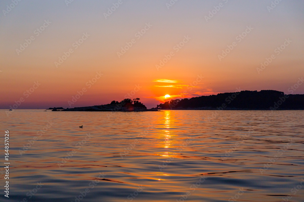 Sunset at sea in Rovinj