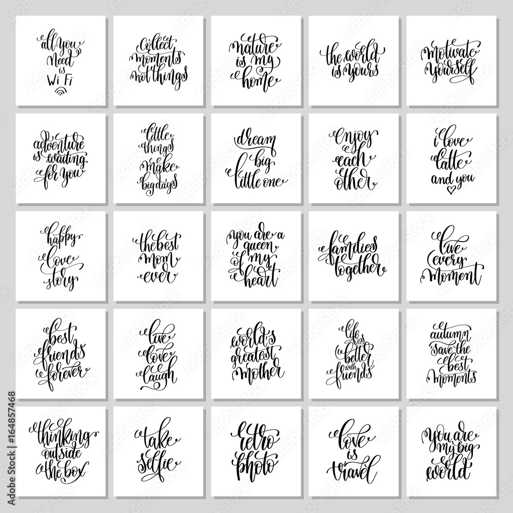 Fototapeta set of 25 hand lettering motivational and inspirational quotes p