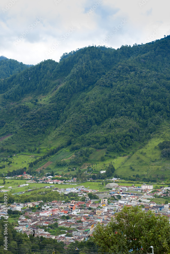 Mountains crops and deforestation Guatemala, Baja Verapaz, urban and rural Tactic village.