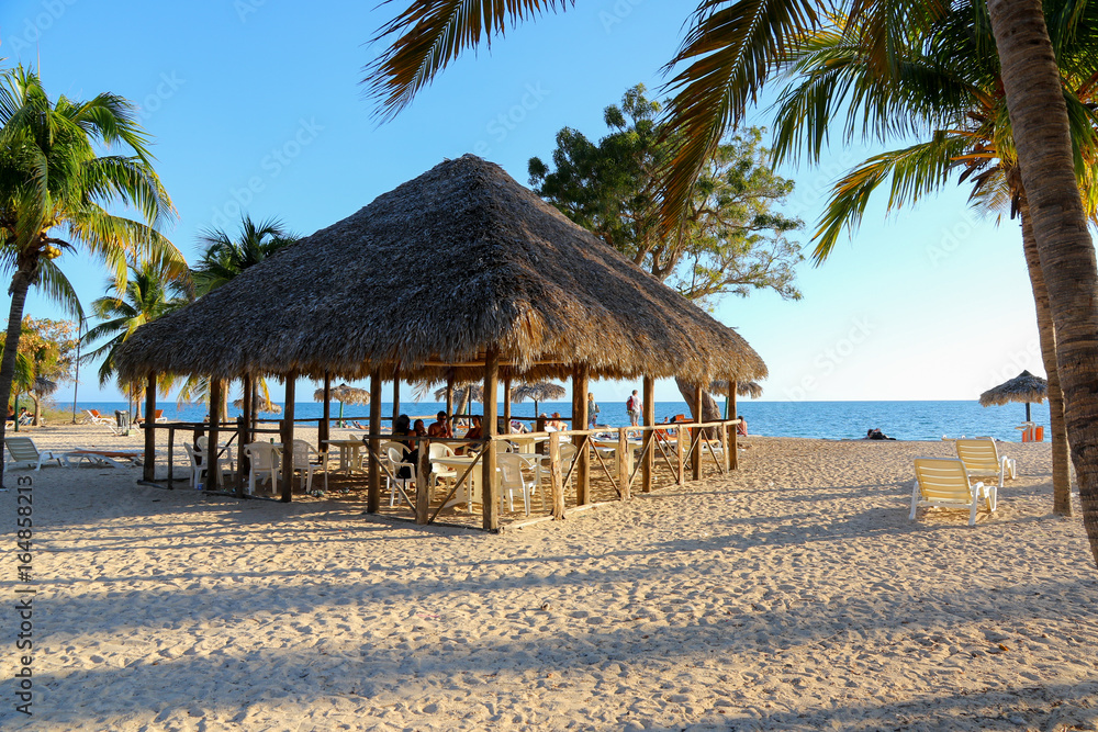 Beach hut at playa Ancon south of Trinidad, Cuba