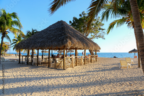 Canvas Print Beach hut at playa Ancon south of Trinidad, Cuba