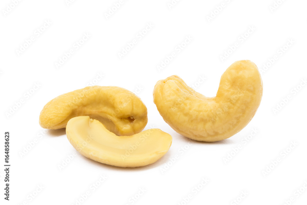 Roasted cashew nuts isolated on white background