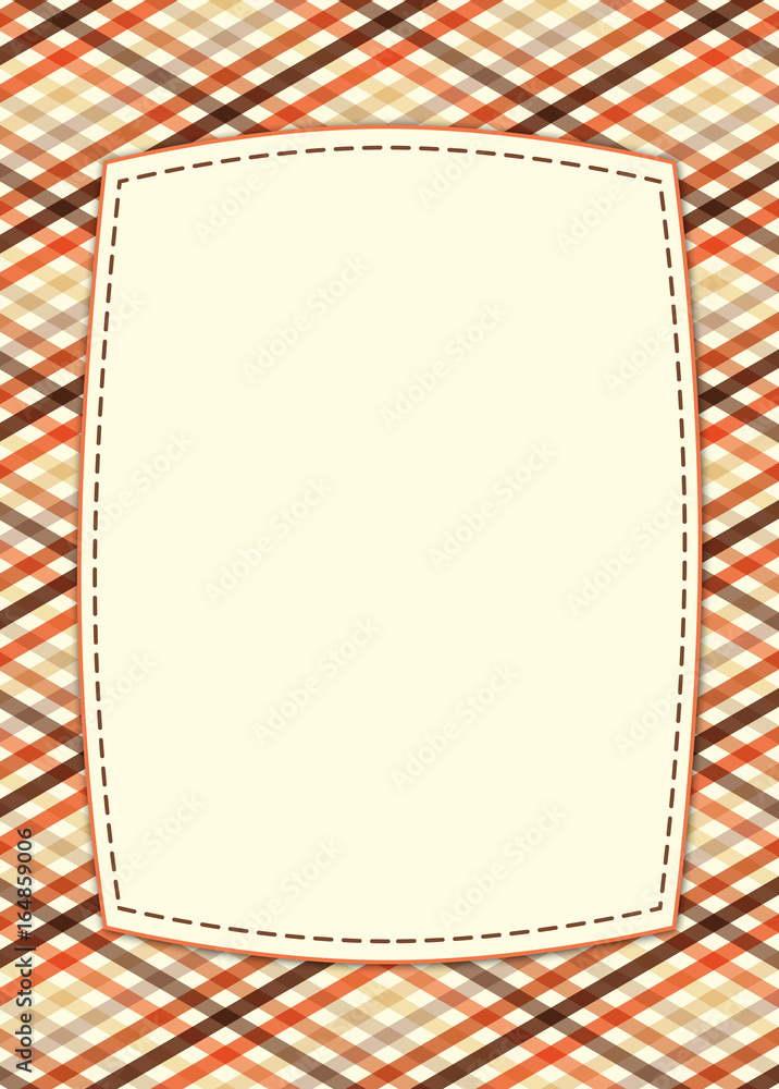 Card frame design on plaid background Card frame design on plaid background