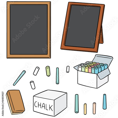 vector set of blackboard and chalk