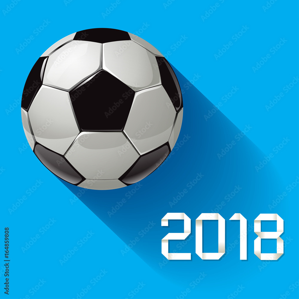 Soccer World Football Championship 2018 on a blue background. 