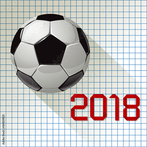 Soccer World Football Championship 2018 on a checkered paper background. 