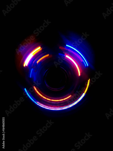 Colorful circle light wave  in dark background