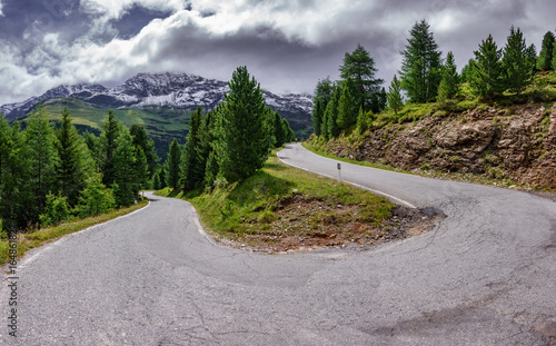 Gavia u-shape curve with cyclist photo