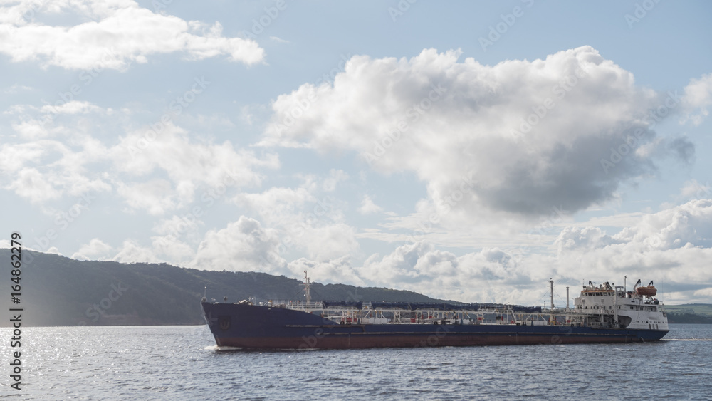 Tanker ship on the volga river