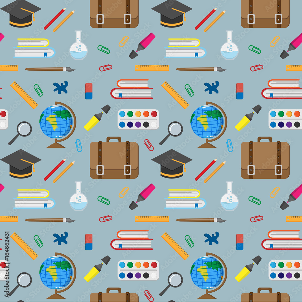Vector seamless pattern with school supplies. Back to school. Vector seamless pattern with school supplies. Back to school.
