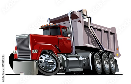 Vector Cartoon Dump Truck. Available EPS-10 vector format separated by groups and layers for easy edit