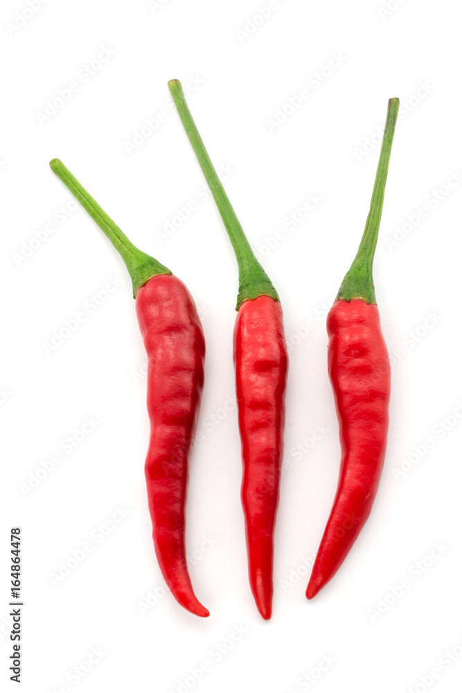 Hot chili pepper or small chili padi isolated on white background