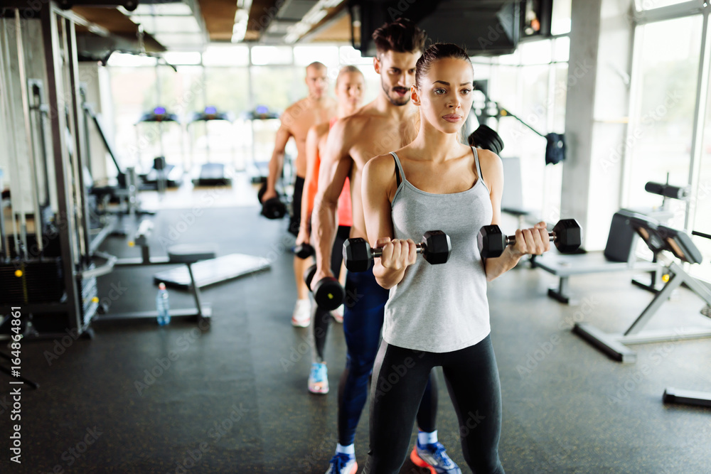 Group of people have workout in gym Group of people have workout in gym