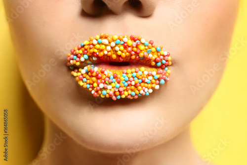 Lips of beautiful young wom...