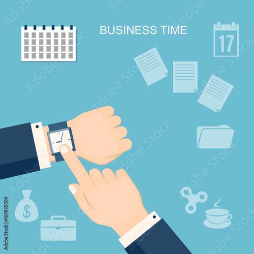 business time with wristwatch