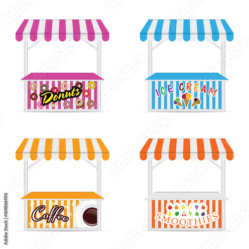 street stall with food and drink icon on it illustration