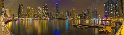 DUBAI  UAE - MARCH 26  2017  The nightly panorama of Marina.