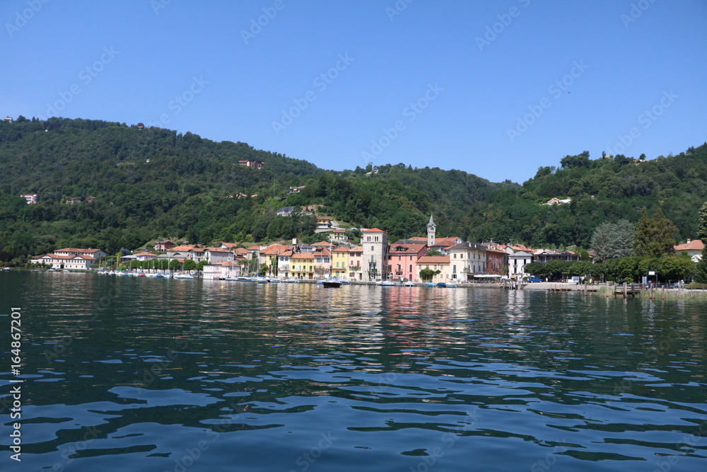 View to Pella from Lake Orta, Piedmont Italy 